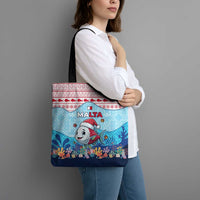 Malta Christmas Tote Bag with Santa Fish Malta Flag Coral Reef and Red Blue Festive Pattern Design - Wonder Print Shop