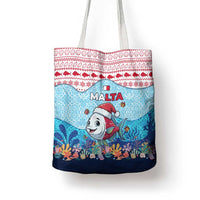 Malta Christmas Tote Bag with Santa Fish Malta Flag Coral Reef and Red Blue Festive Pattern Design - Wonder Print Shop