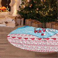 Malta Christmas Tree Skirt with Santa Fish Malta Flag Coral Reef and Red Blue Festive Pattern Design - Wonder Print Shop