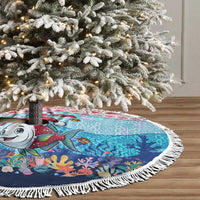 Malta Christmas Tree Skirt with Santa Fish Malta Flag Coral Reef and Red Blue Festive Pattern Design - Wonder Print Shop