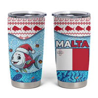 Malta Christmas Tumbler Cup with Santa Fish Malta Flag Coral Reef and Red Blue Festive Pattern Design - Wonder Print Shop