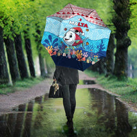Malta Christmas Umbrella with Santa Fish Malta Flag Coral Reef and Red Blue Festive Pattern Design - Wonder Print Shop