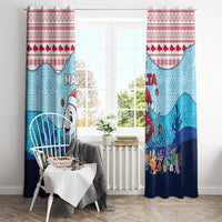 Malta Christmas Window Curtain with Santa Fish Malta Flag Coral Reef and Red Blue Festive Pattern Design - Wonder Print Shop