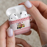 Malta Christmas AirPods Case with Santa Driving Vintage Bus Malta Flag and Red White Festive Pattern Design - Wonder Print Shop