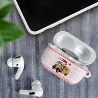 Malta Christmas AirPods Case with Santa Driving Vintage Bus Malta Flag and Red White Festive Pattern Design - Wonder Print Shop