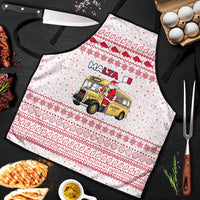 Malta Christmas Apron with Santa Driving Vintage Bus Malta Flag and Red White Festive Pattern Design - Wonder Print Shop