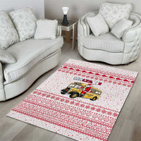 Malta Christmas Area Rug with Santa Driving Vintage Bus Malta Flag and Red White Festive Pattern Design - Wonder Print Shop