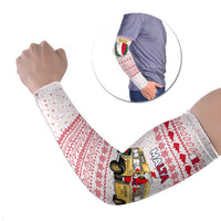 Malta Christmas Arm Sleeves with Santa Driving Vintage Bus Malta Flag and Red White Festive Pattern Design - Wonder Print Shop