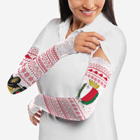 Malta Christmas Arm Sleeves with Santa Driving Vintage Bus Malta Flag and Red White Festive Pattern Design - Wonder Print Shop