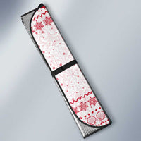 Malta Christmas Auto Sun Shade with Santa Driving Vintage Bus Malta Flag and Red White Festive Pattern Design - Wonder Print Shop