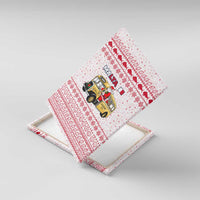 Malta Christmas Canvas Wall Art with Santa Driving Vintage Bus Malta Flag and Red White Festive Pattern Design - Wonder Print Shop