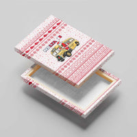 Malta Christmas Canvas Wall Art with Santa Driving Vintage Bus Malta Flag and Red White Festive Pattern Design - Wonder Print Shop