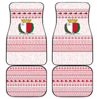 Malta Christmas Car Mats with Santa Driving Vintage Bus Malta Flag and Red White Festive Pattern Design - Wonder Print Shop