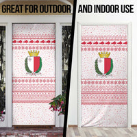 Malta Christmas Door Cover with Santa Driving Vintage Bus Malta Flag and Red White Festive Pattern Design - Wonder Print Shop