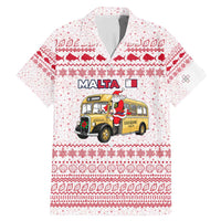 Malta Christmas Family Matching Mermaid Dress and Hawaiian Shirt with Santa Driving Vintage Bus Malta Flag and Red White Festive Pattern Design - Wonder Print Shop