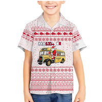 Malta Christmas Family Matching Mermaid Dress and Hawaiian Shirt with Santa Driving Vintage Bus Malta Flag and Red White Festive Pattern Design - Wonder Print Shop