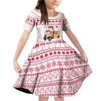 Malta Christmas Family Matching Off Shoulder Short Dress and Hawaiian Shirt with Santa Driving Vintage Bus Malta Flag and Red White Festive Pattern Design - Wonder Print Shop