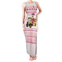 Malta Christmas Family Matching Tank Maxi Dress and Hawaiian Shirt with Santa Driving Vintage Bus Malta Flag and Red White Festive Pattern Design - Wonder Print Shop
