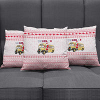 Malta Christmas Pillow Cover with Santa Driving Vintage Bus Malta Flag and Red White Festive Pattern Design - Wonder Print Shop