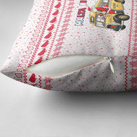 Malta Christmas Pillow Cover with Santa Driving Vintage Bus Malta Flag and Red White Festive Pattern Design - Wonder Print Shop