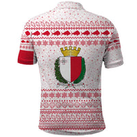 Malta Christmas Polo Shirt with Santa Driving Vintage Bus Malta Flag and Red White Festive Pattern Design - Wonder Print Shop