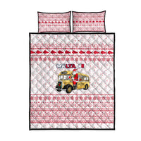 Malta Christmas Quilt Bed Set with Santa Driving Vintage Bus Malta Flag and Red White Festive Pattern Design - Wonder Print Shop