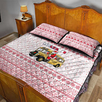 Malta Christmas Quilt Bed Set with Santa Driving Vintage Bus Malta Flag and Red White Festive Pattern Design - Wonder Print Shop