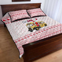 Malta Christmas Quilt Bed Set with Santa Driving Vintage Bus Malta Flag and Red White Festive Pattern Design - Wonder Print Shop