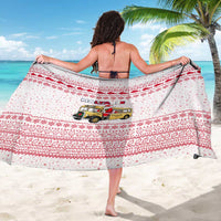 Malta Christmas Sarong with Santa Driving Vintage Bus Malta Flag and Red White Festive Pattern Design - Wonder Print Shop