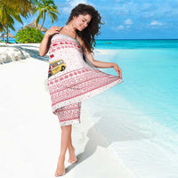 Malta Christmas Sarong with Santa Driving Vintage Bus Malta Flag and Red White Festive Pattern Design - Wonder Print Shop