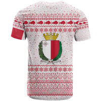 Malta Christmas T Shirt with Santa Driving Vintage Bus Malta Flag and Red White Festive Pattern Design - Wonder Print Shop