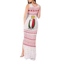 Malta Christmas Tank Maxi Dress with Santa Driving Vintage Bus Malta Flag and Red White Festive Pattern Design - Wonder Print Shop