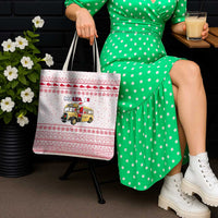Malta Christmas Tote Bag with Santa Driving Vintage Bus Malta Flag and Red White Festive Pattern Design - Wonder Print Shop