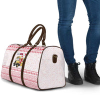 Malta Christmas Travel Bag with Santa Driving Vintage Bus Malta Flag and Red White Festive Pattern Design - Wonder Print Shop