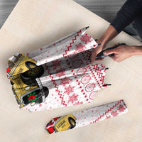 Malta Christmas Umbrella with Santa Driving Vintage Bus Malta Flag and Red White Festive Pattern Design - Wonder Print Shop