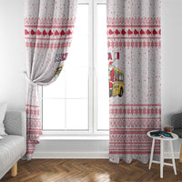 Malta Christmas Window Curtain with Santa Driving Vintage Bus Malta Flag and Red White Festive Pattern Design - Wonder Print Shop