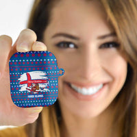 Faroe Islands Christmas AirPods Case with Santa Riding Whale Faroe Flag and Blue Nordic Winter Pattern Design - Wonder Print Shop