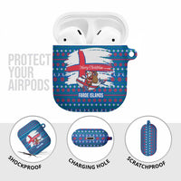 Faroe Islands Christmas AirPods Case with Santa Riding Whale Faroe Flag and Blue Nordic Winter Pattern Design - Wonder Print Shop