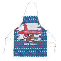 Faroe Islands Christmas Apron with Santa Riding Whale Faroe Flag and Blue Nordic Winter Pattern Design - Wonder Print Shop