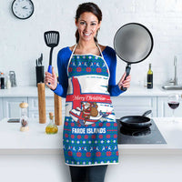 Faroe Islands Christmas Apron with Santa Riding Whale Faroe Flag and Blue Nordic Winter Pattern Design - Wonder Print Shop