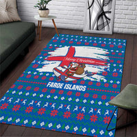 Faroe Islands Christmas Area Rug with Santa Riding Whale Faroe Flag and Blue Nordic Winter Pattern Design - Wonder Print Shop
