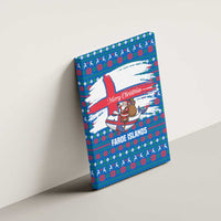 Faroe Islands Christmas Canvas Wall Art with Santa Riding Whale Faroe Flag and Blue Nordic Winter Pattern Design - Wonder Print Shop