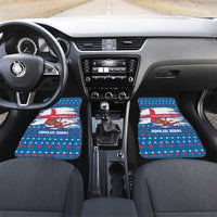Faroe Islands Christmas Car Mats with Santa Riding Whale Faroe Flag and Blue Nordic Winter Pattern Design - Wonder Print Shop