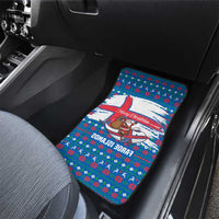 Faroe Islands Christmas Car Mats with Santa Riding Whale Faroe Flag and Blue Nordic Winter Pattern Design - Wonder Print Shop