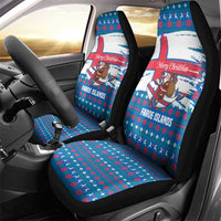 Faroe Islands Christmas Car Seat Cover with Santa Riding Whale Faroe Flag and Blue Nordic Winter Pattern Design - Wonder Print Shop