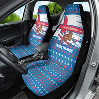Faroe Islands Christmas Car Seat Cover with Santa Riding Whale Faroe Flag and Blue Nordic Winter Pattern Design - Wonder Print Shop