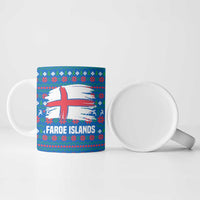 Faroe Islands Christmas Ceramic Mug with Santa Riding Whale Faroe Flag and Blue Nordic Winter Pattern Design - Wonder Print Shop