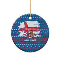 Faroe Islands Christmas Ceramic Ornament with Santa Riding Whale Faroe Flag and Blue Nordic Winter Pattern Design - Wonder Print Shop