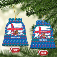 Faroe Islands Christmas Ceramic Ornament with Santa Riding Whale Faroe Flag and Blue Nordic Winter Pattern Design - Wonder Print Shop