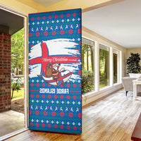 Faroe Islands Christmas Door Cover with Santa Riding Whale Faroe Flag and Blue Nordic Winter Pattern Design - Wonder Print Shop